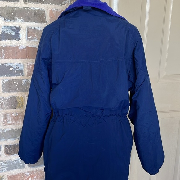 Columbia 90s Ski Jacket Navy Nylon Royal Blue Fleece Cinch Waist Size Medium - Picture 3 of 11